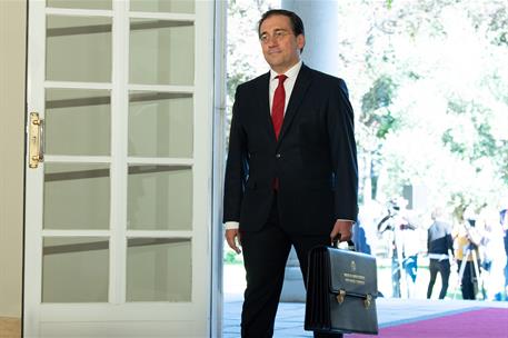 13/07/2021. The Minister for Foreign Affairs, European Union and Cooperation, José Manuel Albares , entering the Council of Ministers building